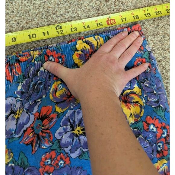 Vintage Cotton Skirt Womens Blue Floral Pockets Pull On Field Gear Midi Sz Small - Picture 8 of 8